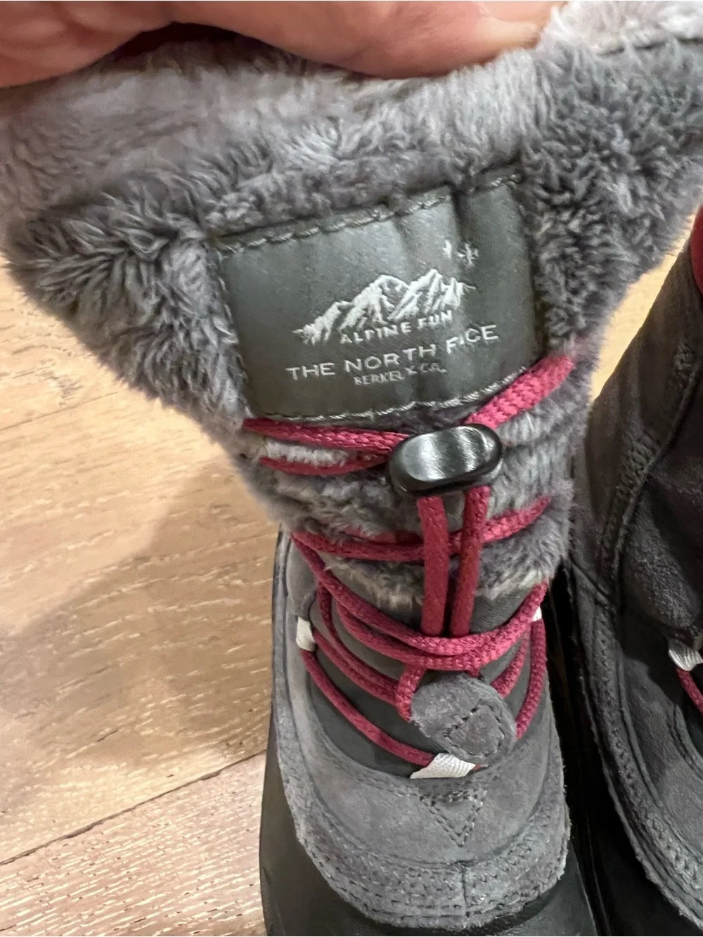 The North Face Kids Gray and Pink Insulated Snow Boots